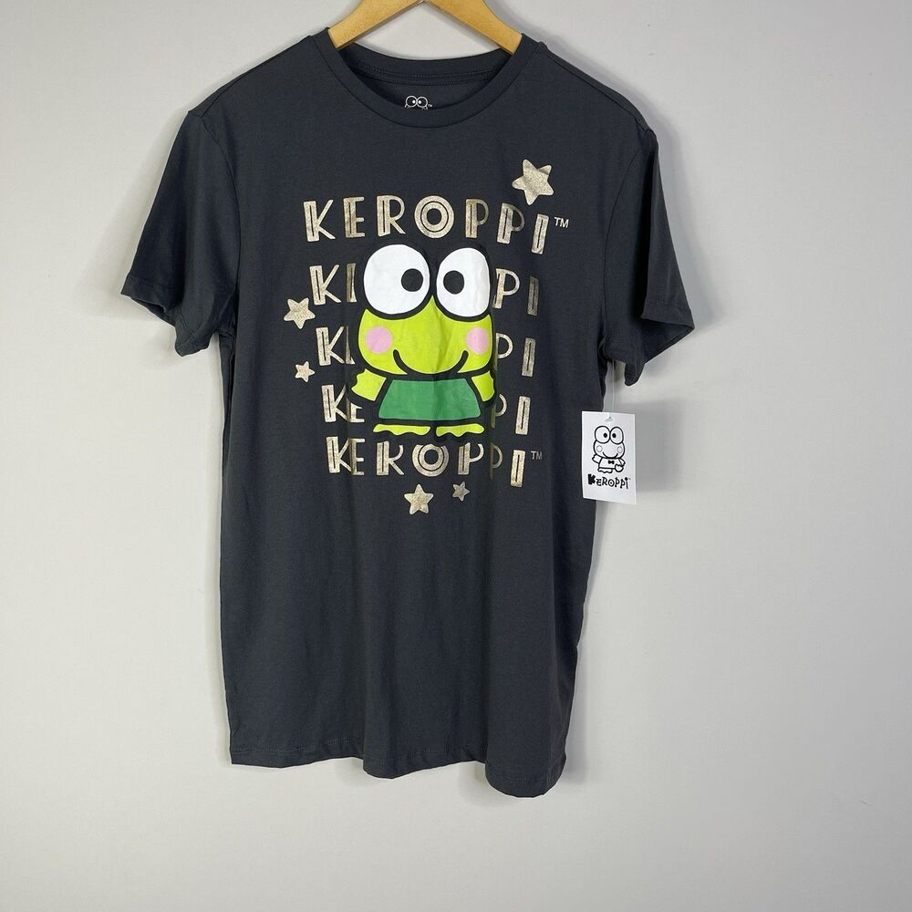 Keroppi Sanrio Hello Kitty Shirt Size M Dark Gray Short Sleeve Unisex NWT